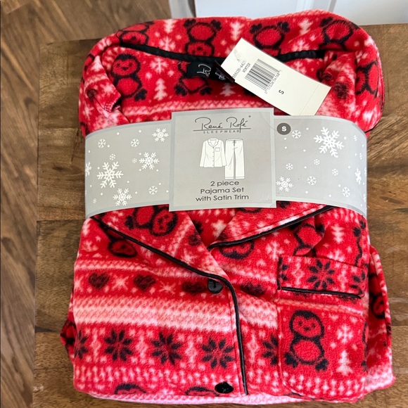 Rene Rofe Red Penguin Pajama Set with Black Trim size S - Picture 1 of 2